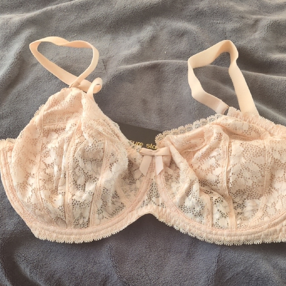 Delicate Lace Underwire Bra in Soft Pink